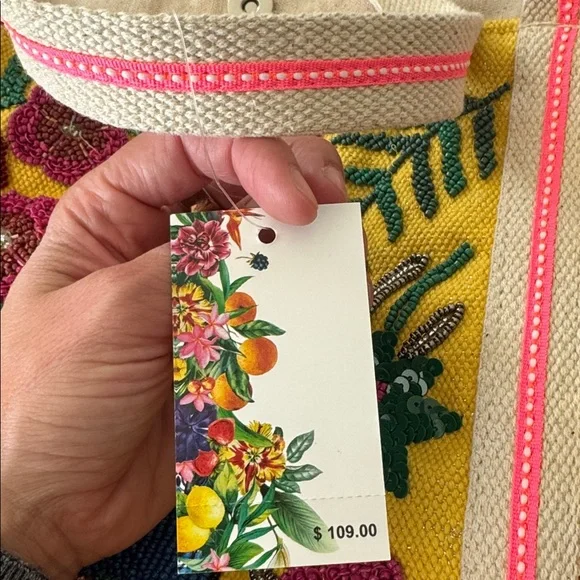 Colorful Embroidered and Beaded Tote Bag - Picture 5 of 5